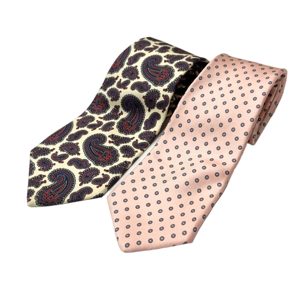2pcs Bundle | Neil Martin Paisley Print & Marc Jeffries Pink Print Dress Tie